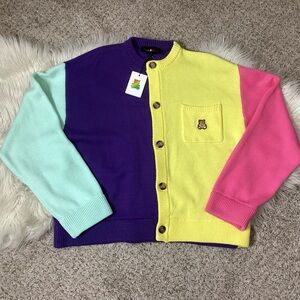 Teddy Fresh NEW Colorblock Cardigan Preppy Oversized NWT Sm